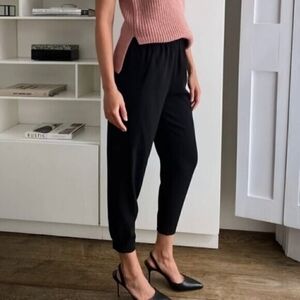 Aritzia Babaton Dexter Tapered Crepe Crop Trousers Pants in Black Size XL